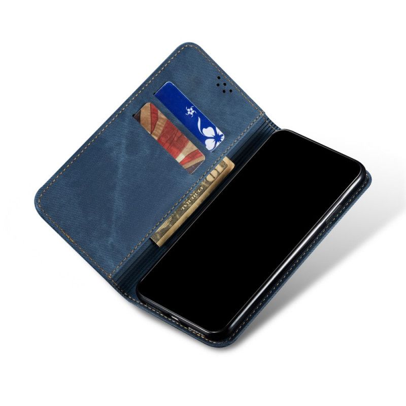 Folio Deksel Samsung Galaxy A72 4G / A72 5G Svart Jeansstoff Anti-fall