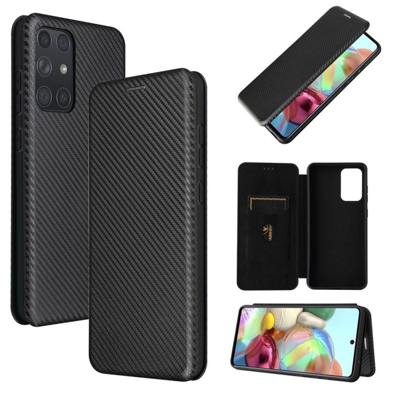 Folio Deksel Samsung Galaxy A72 4G / A72 5G Svart Karbonfiber