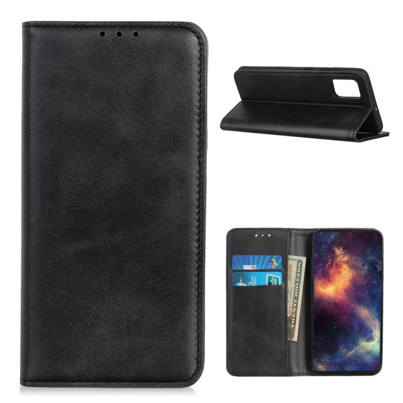 Folio Deksel Samsung Galaxy A72 4G / A72 5G Svart Mobildeksel Delt Skinn