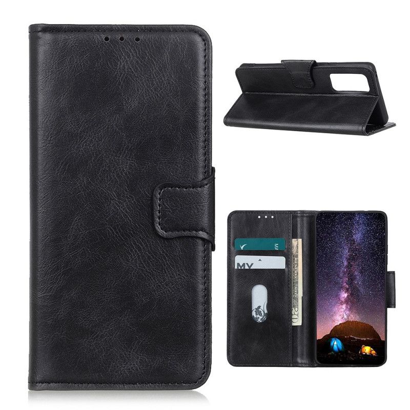 Folio Deksel Samsung Galaxy A72 4G / A72 5G Svart Reversibel Lås I Skinneffekt