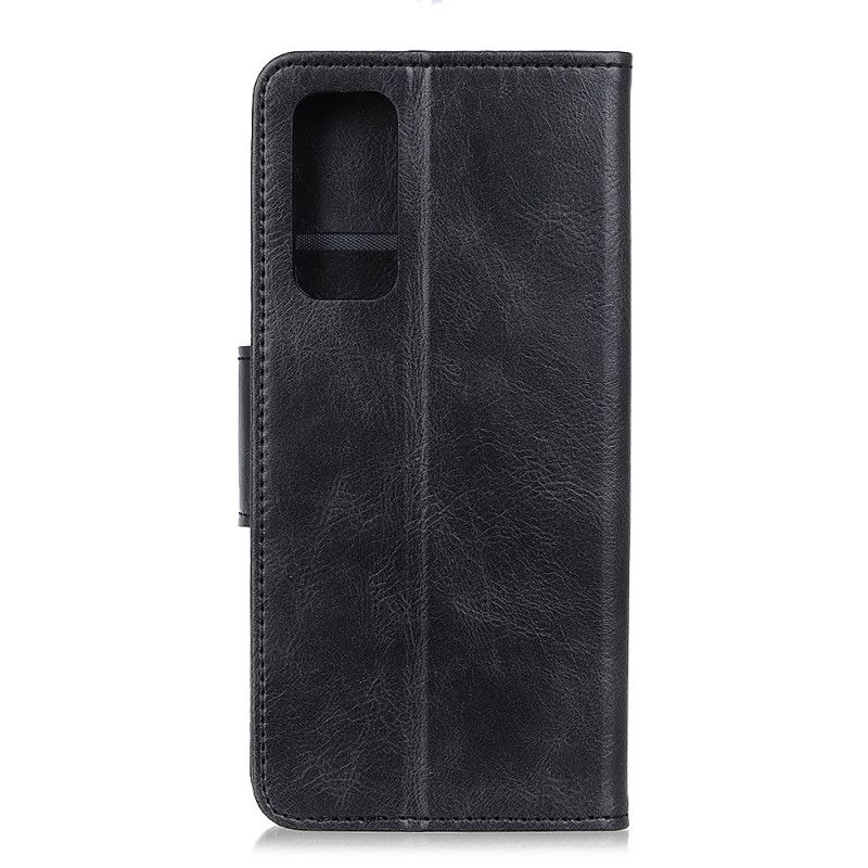 Folio Deksel Samsung Galaxy A72 4G / A72 5G Svart Reversibel Lås I Skinneffekt