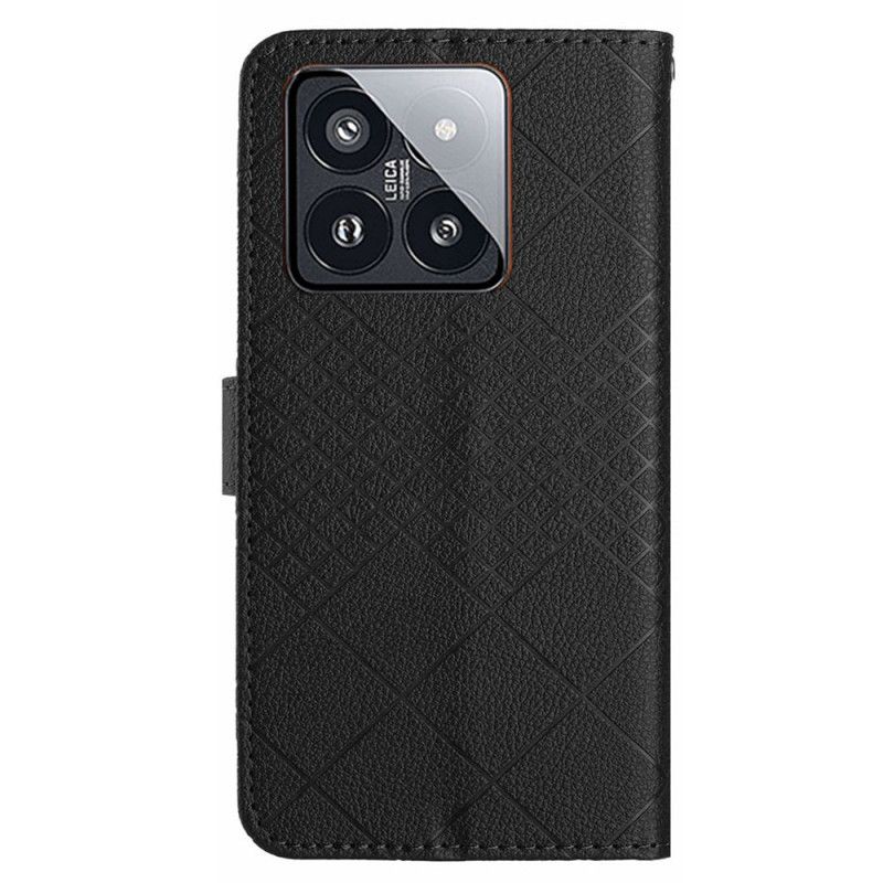 Folio Deksel Xiaomi 14 Pro Strappy Diamond-mønster