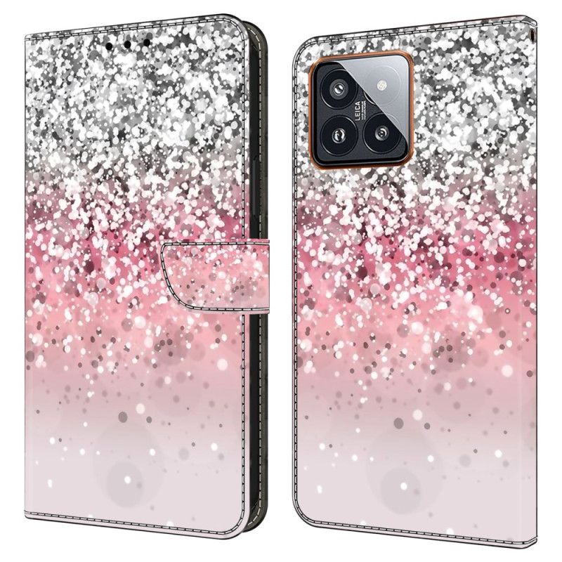 Lærdeksel Folio Deksel Xiaomi 14 Pro Gradient Glitter