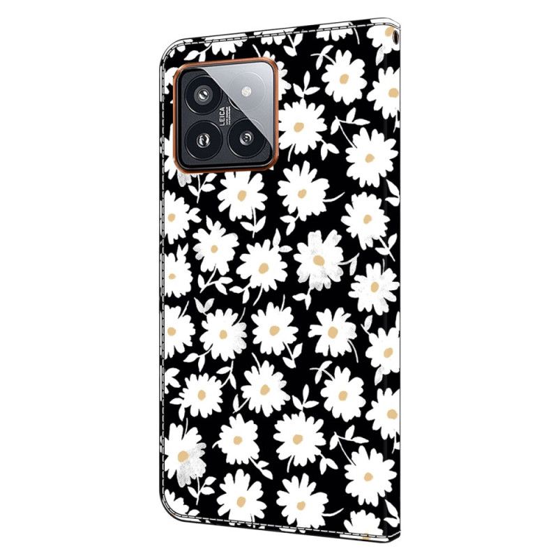 Lærdeksel Folio Deksel Xiaomi 14 Pro Mobildeksel Blomster