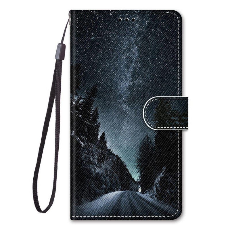 Folio Deksel Til Samsung Galaxy M53 5G Med Kjede Lanyard Landskap