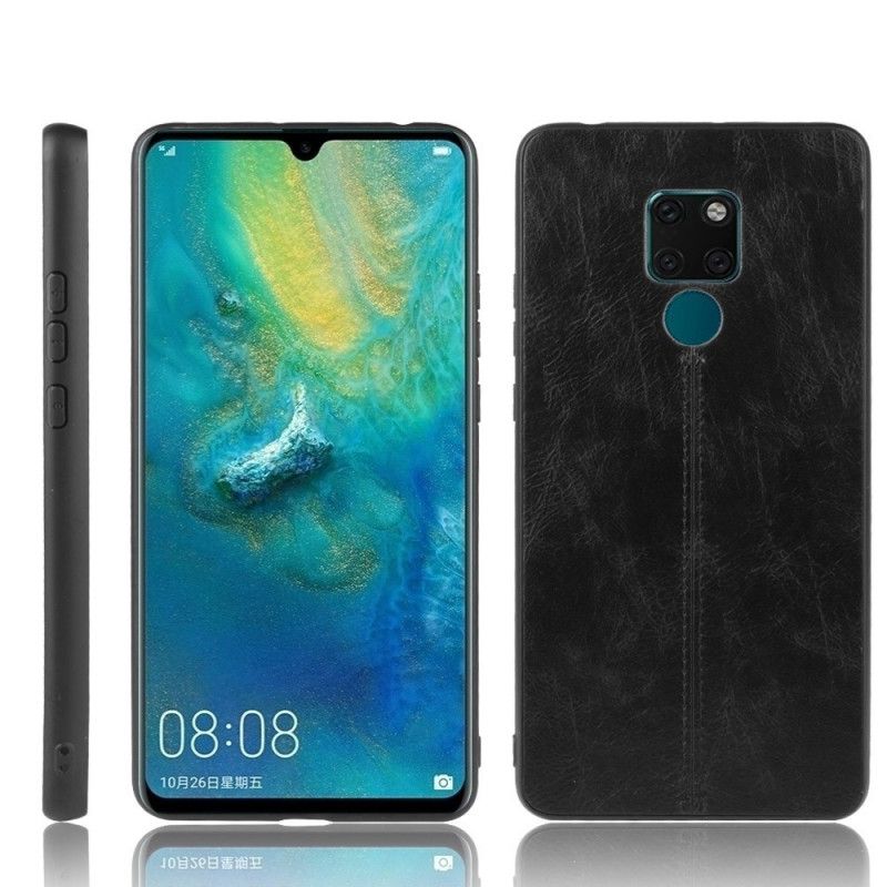 Deksel Huawei Mate 20 Svart Sydd Skinneffekt