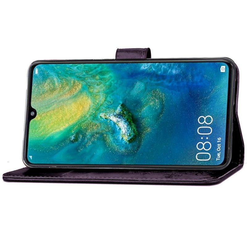 Folio Deksel Huawei Mate 20 Svart Blomsterprintshattprins Anti-fall