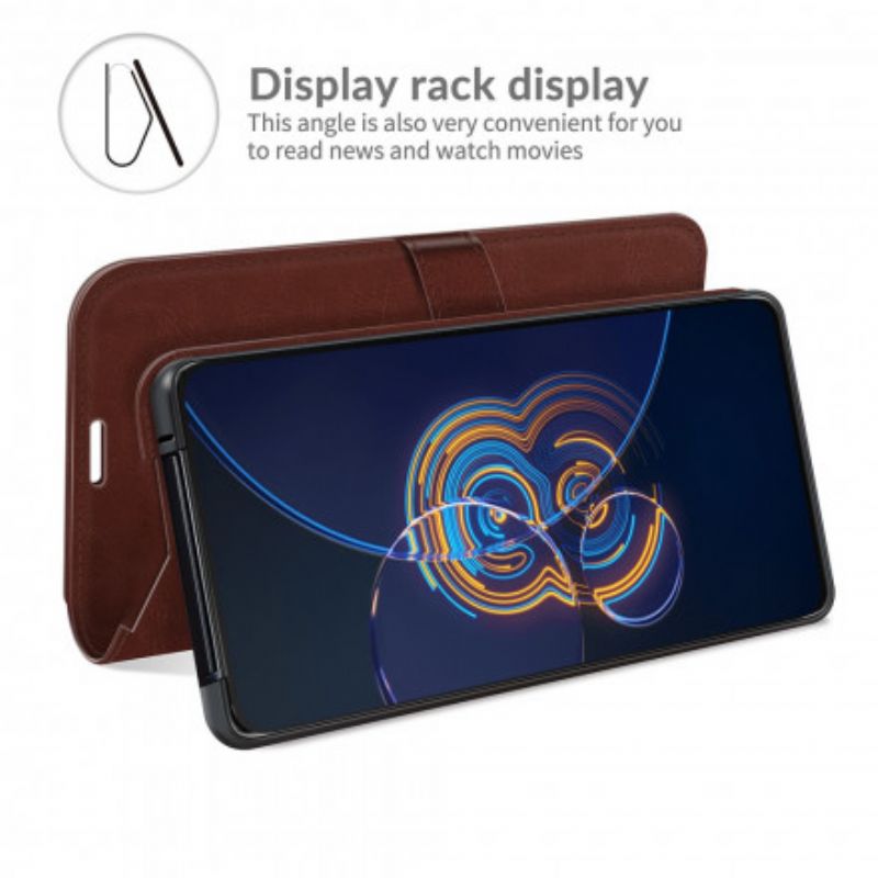 Folio Deksel Asus Zenfone 8 Flip Ultra Imitert Skinn