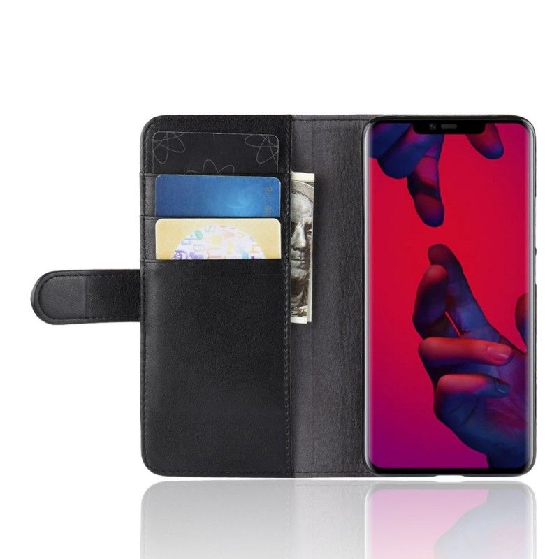 Folio Deksel Huawei Mate 20 Pro Svart Delt Skinn