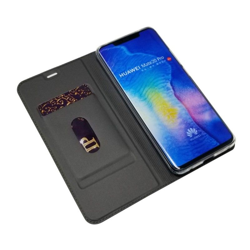 Folio Deksel Huawei Mate 20 Pro Svart Kortholder I Skinneffekt