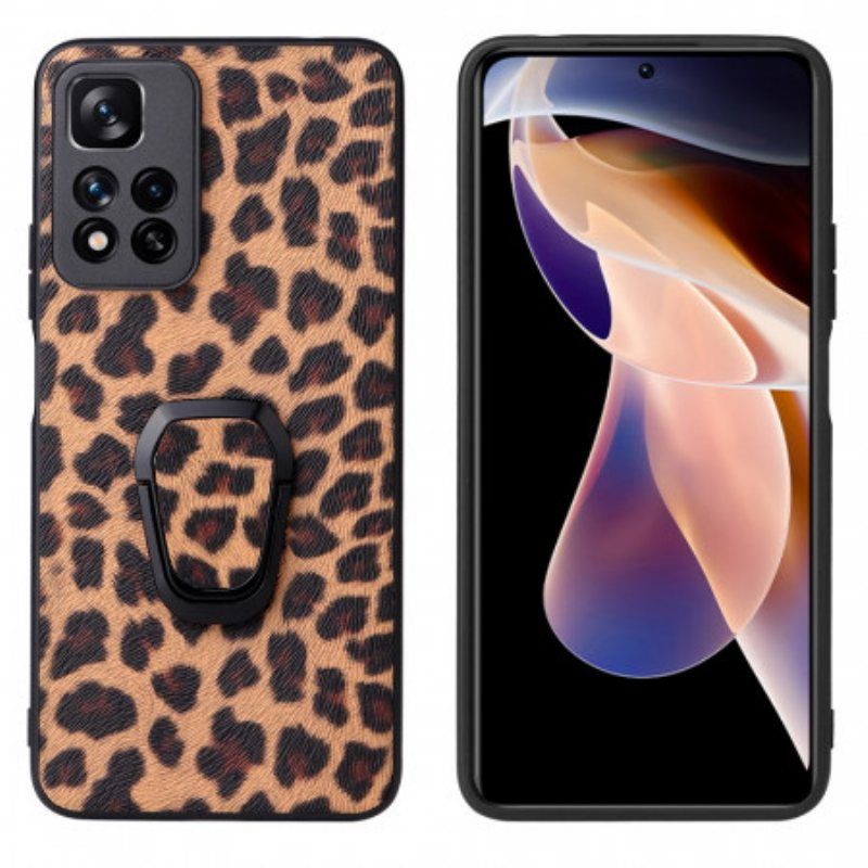 Mobildeksel Til Xiaomi Redmi Note 11 Pro Plus 5G Ringstøtte I Leopardstil