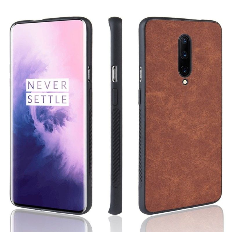 Deksel for OnePlus 7 Pro Svart Vintage Look Skinneffekt