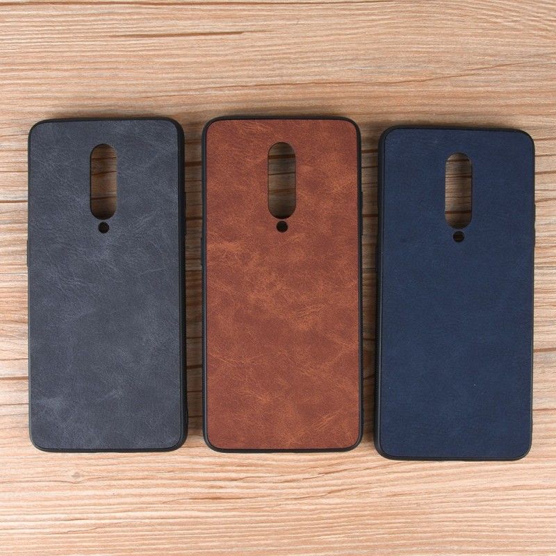 Deksel for OnePlus 7 Pro Svart Vintage Look Skinneffekt