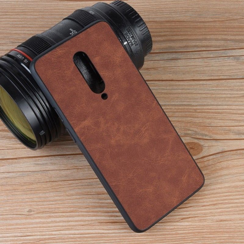 Deksel for OnePlus 7 Pro Svart Vintage Look Skinneffekt