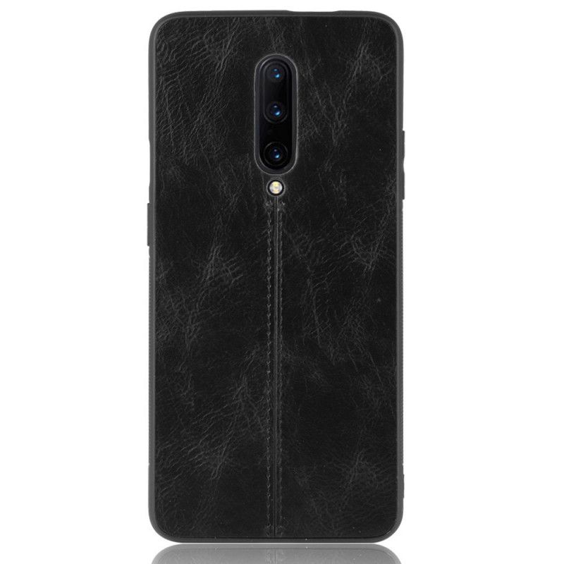 Deksel OnePlus 7 Pro Svart Sydd Skinneffekt Beskyttelse