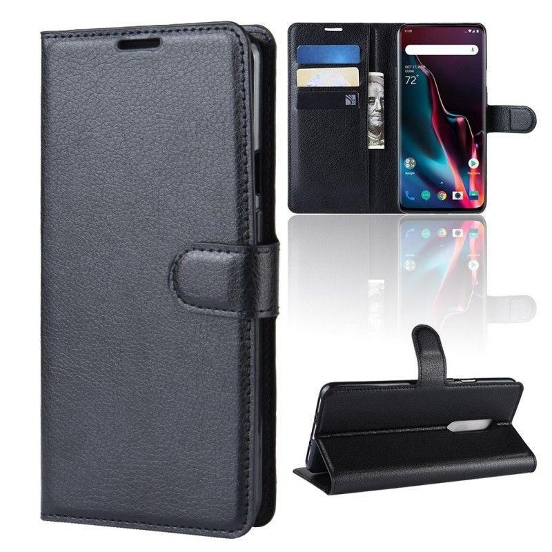 Folio Deksel for OnePlus 7 Pro Svart Retro Litchi