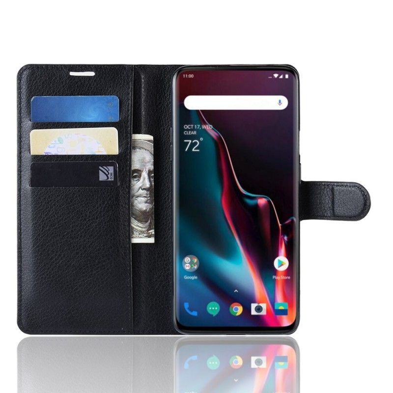 Folio Deksel for OnePlus 7 Pro Svart Retro Litchi