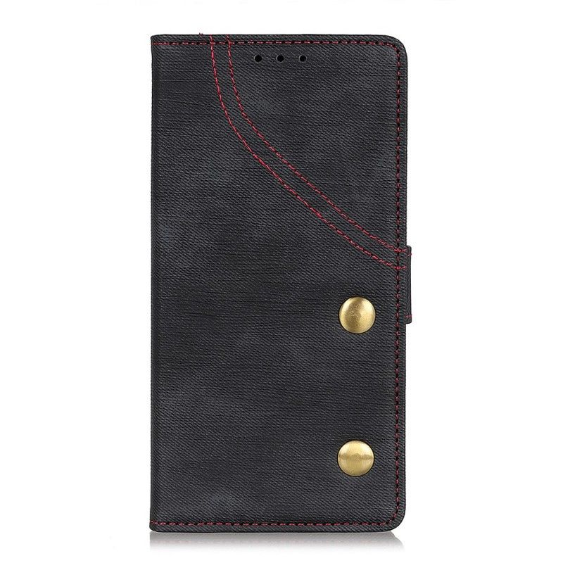 Folio Deksel OnePlus 7 Pro Svart Jeans-Knapper Anti-fall
