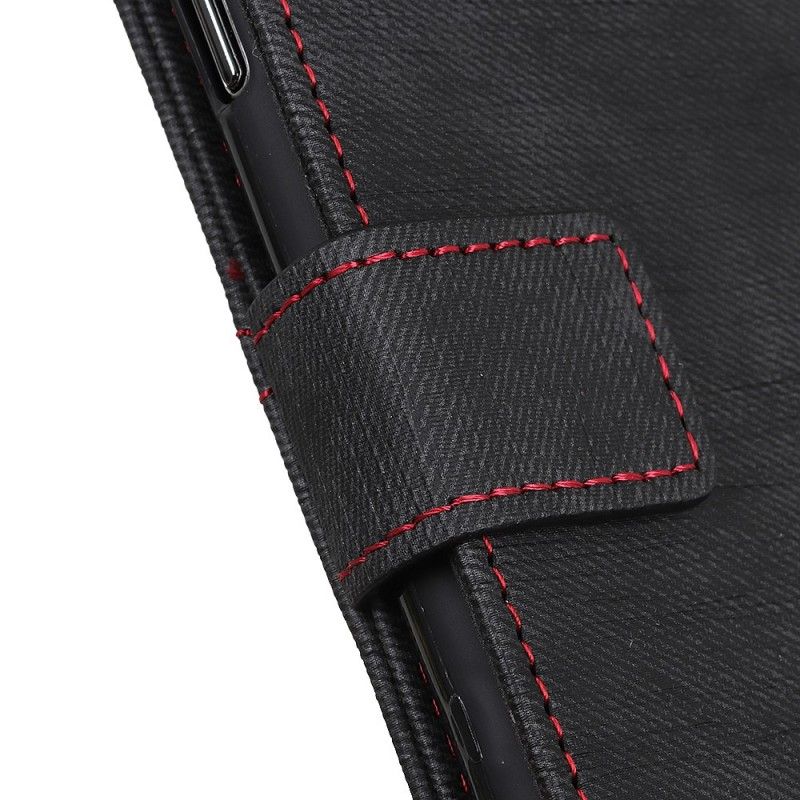 Folio Deksel OnePlus 7 Pro Svart Jeans-Knapper Anti-fall