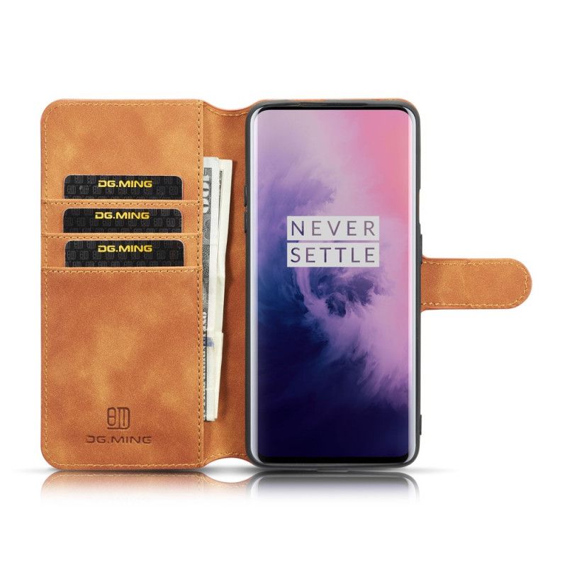 Lærdeksel Folio Deksel OnePlus 7 Pro Svart Retro Dg.Ming