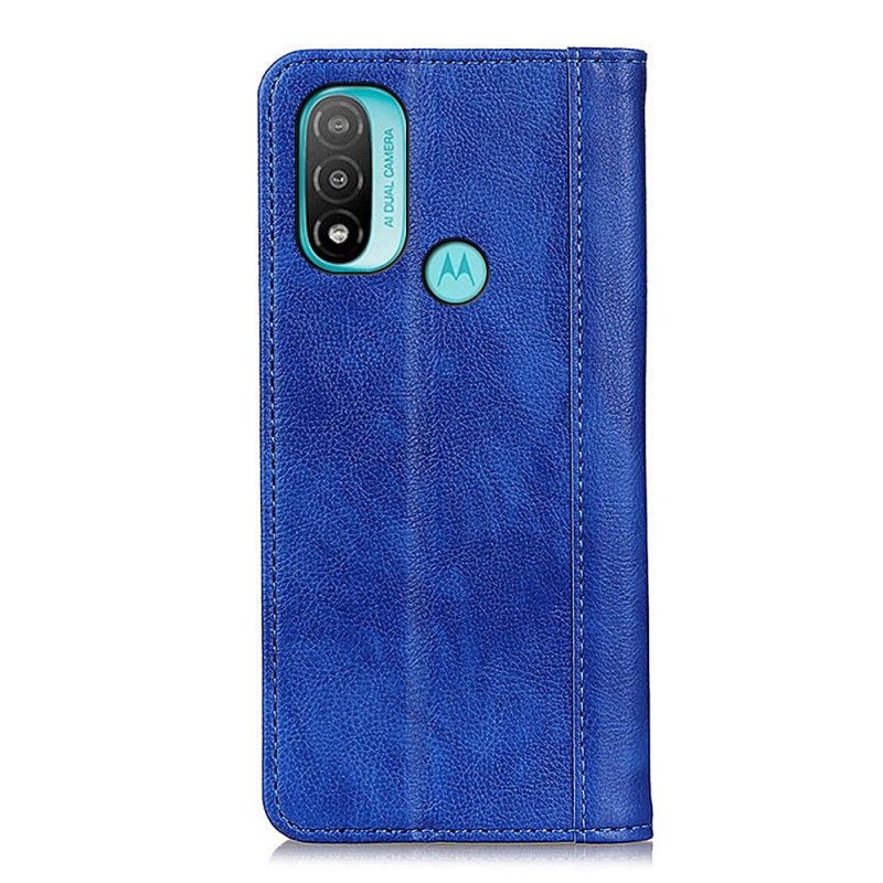 Folio Deksel Lær Moto E20 / E30 / E40 Mobildeksel Elegance Split Litchi Leather