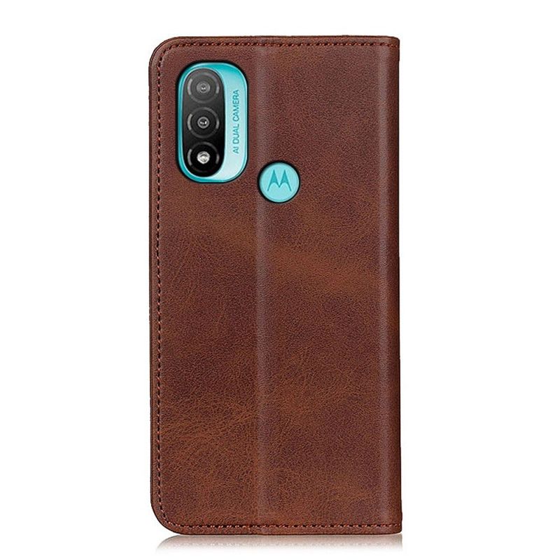 Folio Deksel Lær Moto E20 / E30 / E40 Mobildeksel Split Leather Elegance