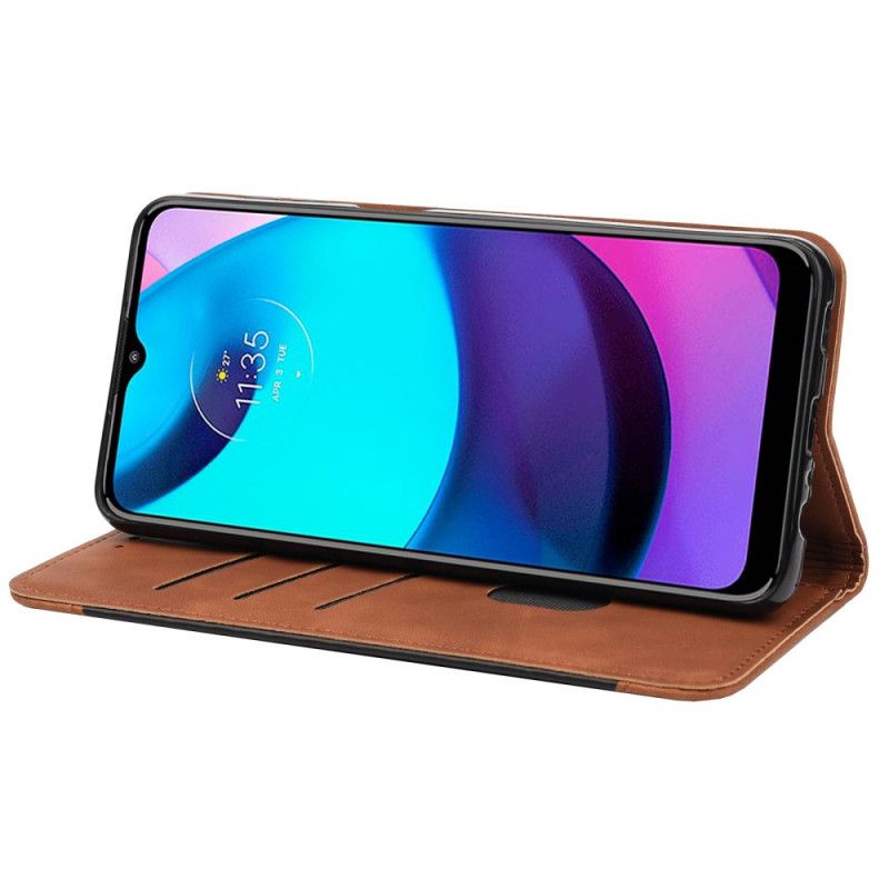 Folio Deksel Moto E20 / E30 / E40 Bicolor Business Leather Effect Beskyttelse Deksel