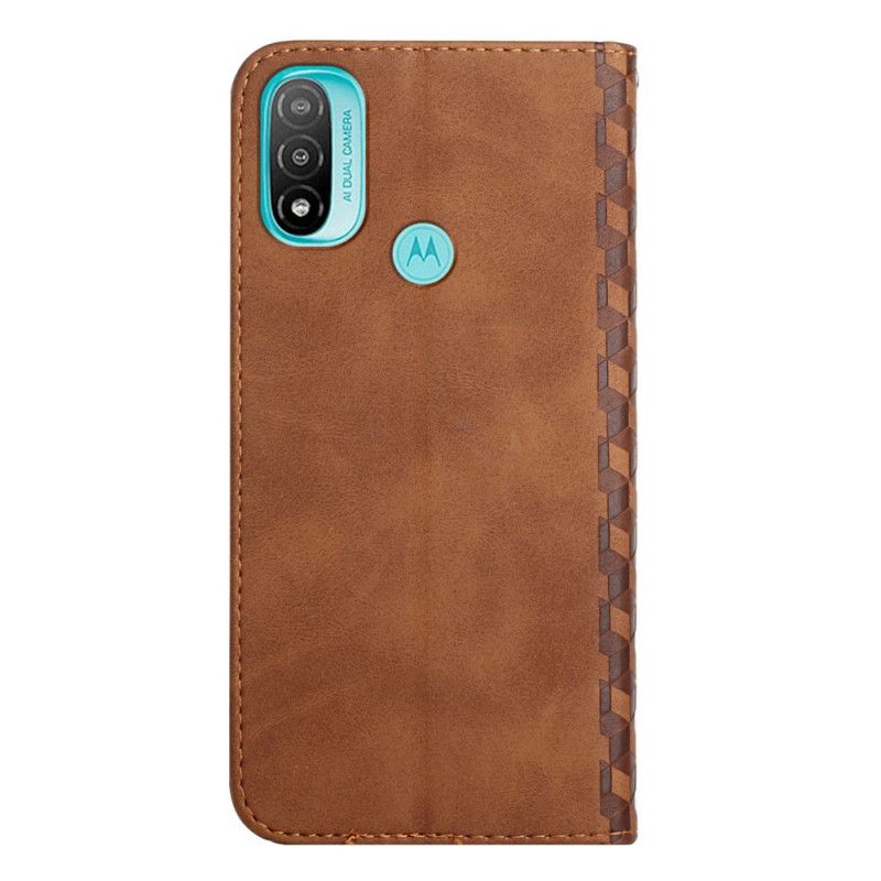 Folio Deksel Moto E20 / E30 / E40 Geo Leather Effect Beskyttelse Deksel