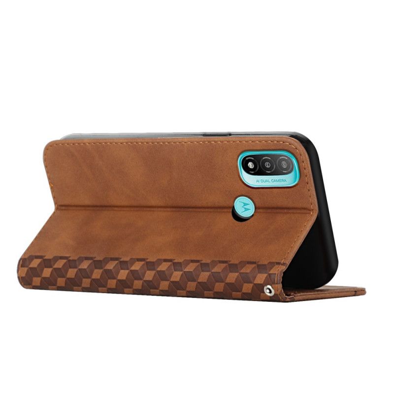 Folio Deksel Moto E20 / E30 / E40 Geo Leather Effect Beskyttelse Deksel