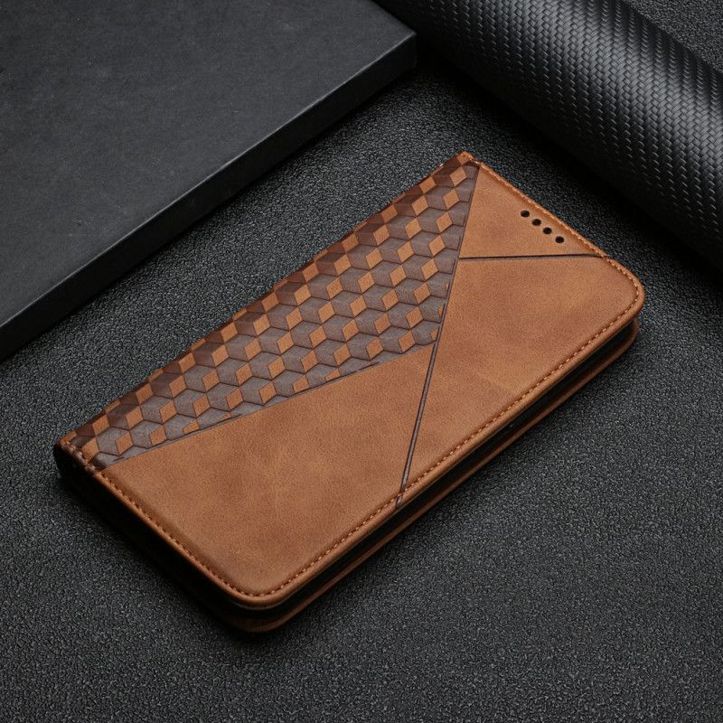 Folio Deksel Moto E20 / E30 / E40 Geo Leather Effect Beskyttelse Deksel