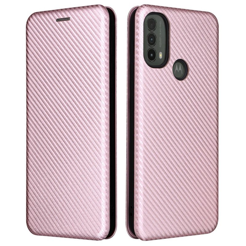 Folio Deksel Moto E20 / E30 / E40 Karbonfiber