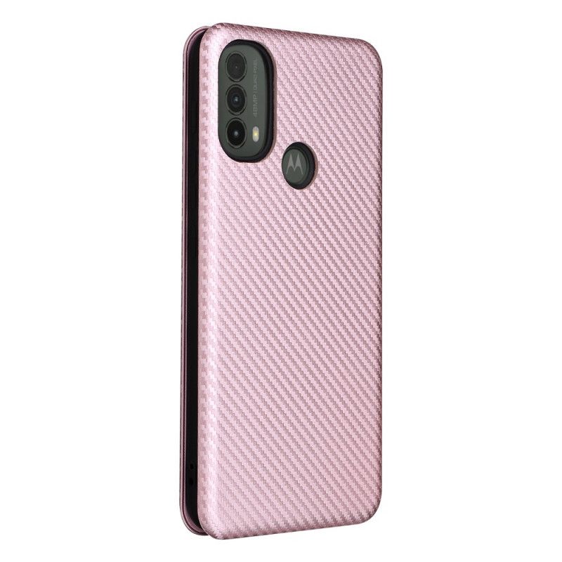 Folio Deksel Moto E20 / E30 / E40 Karbonfiber