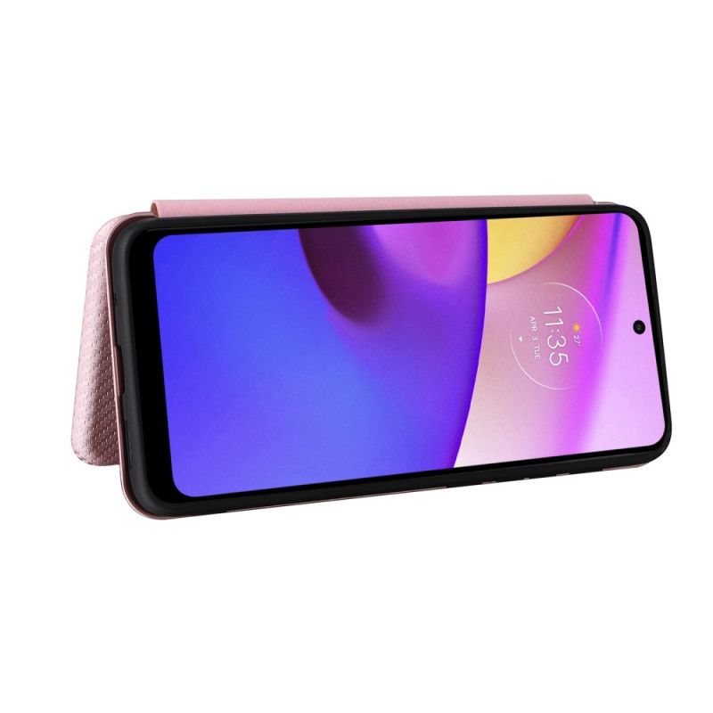 Folio Deksel Moto E20 / E30 / E40 Karbonfiber