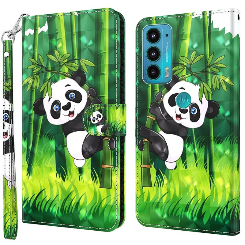 Folio Deksel Moto E20 / E30 / E40 Panda Og Bambus