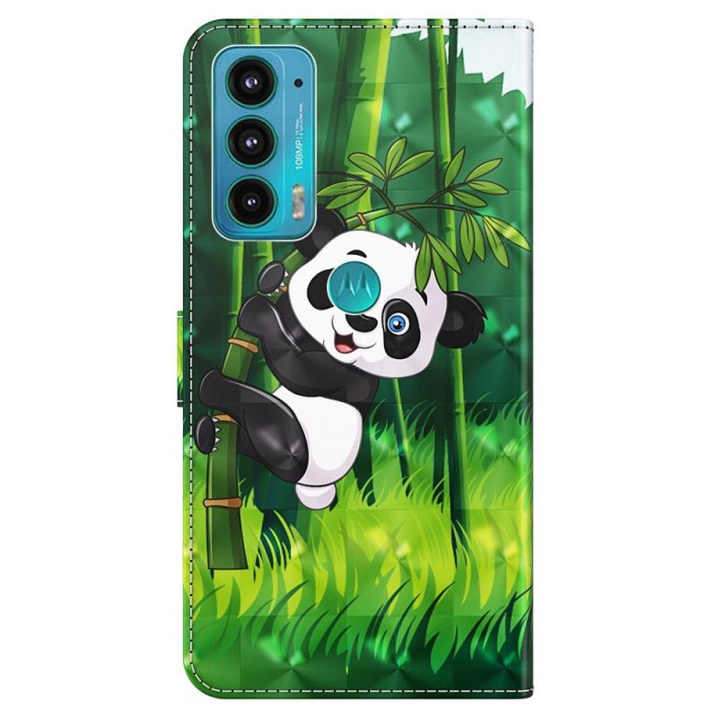 Folio Deksel Moto E20 / E30 / E40 Panda Og Bambus