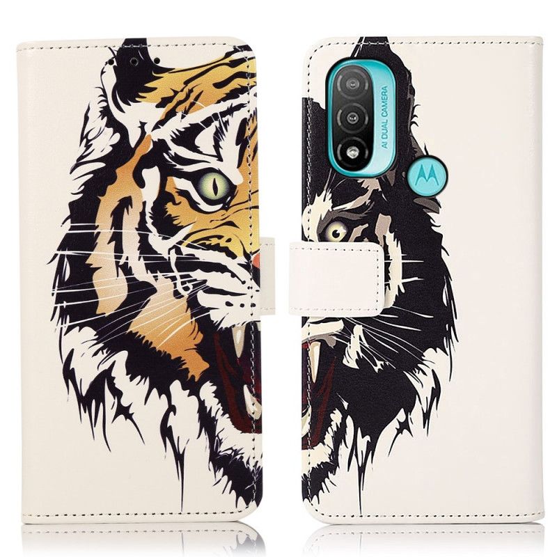 Folio Deksel Til Moto E20 / E30 / E40 Fierce Tiger