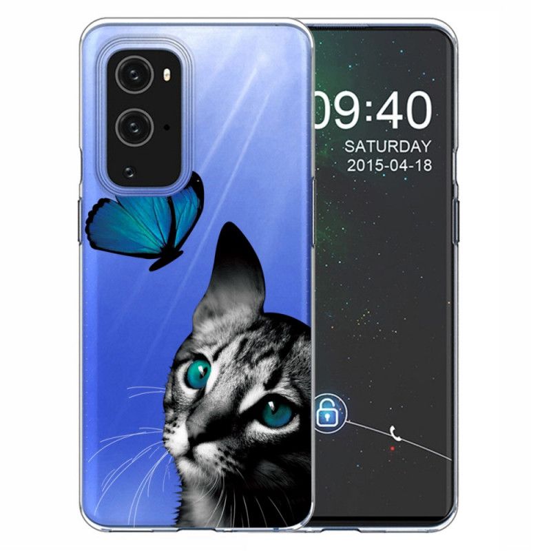 Deksel for OnePlus 9 Pro Katt Og Sommerfugl