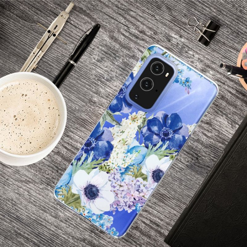 Deksel OnePlus 9 Pro Akvarellblå Blomster