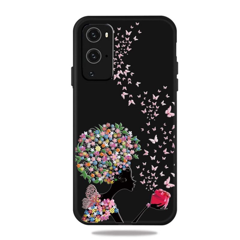 Deksel OnePlus 9 Pro Kvinne Med Blomsterhode