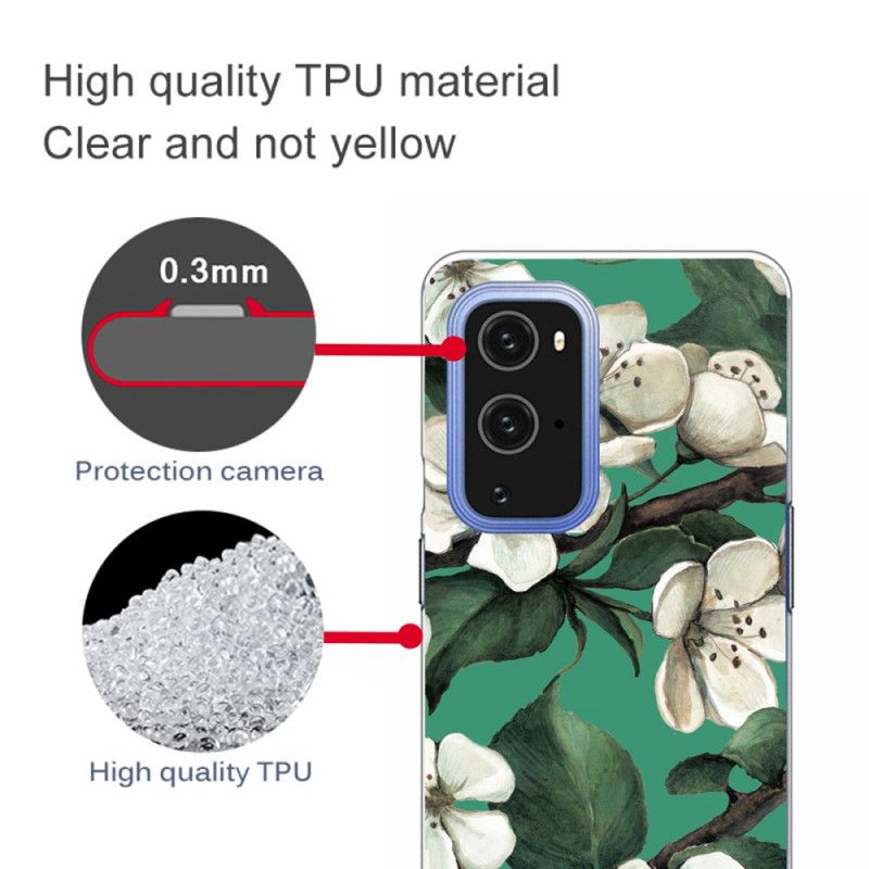 Deksel OnePlus 9 Pro Malte Hvite Blomster