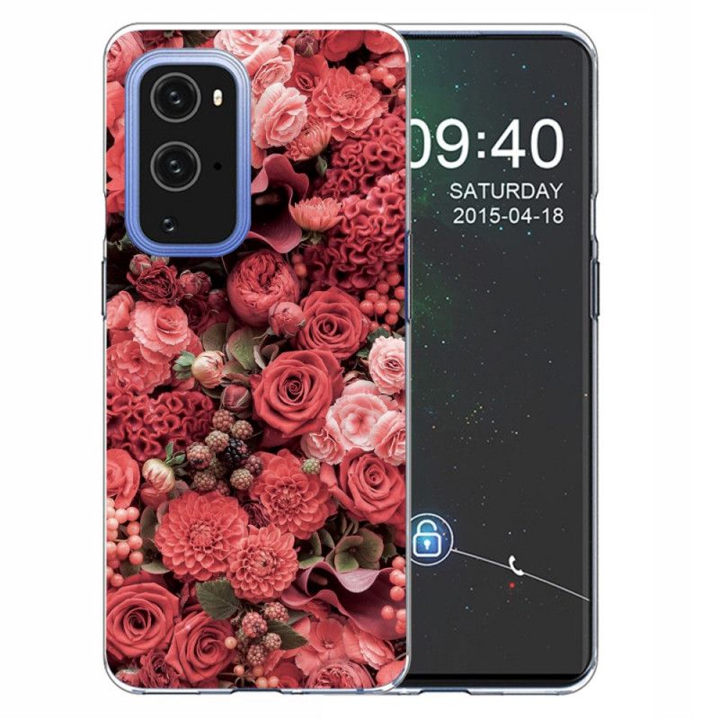 Deksel OnePlus 9 Pro Rød Intense Blomster Beskyttelse