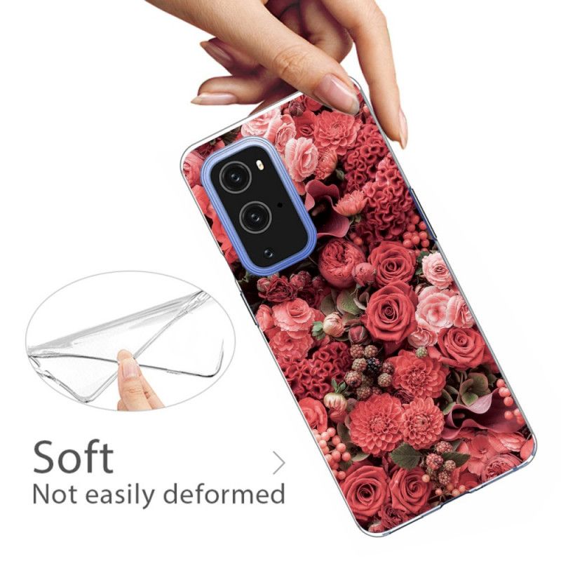 Deksel OnePlus 9 Pro Rød Intense Blomster Beskyttelse