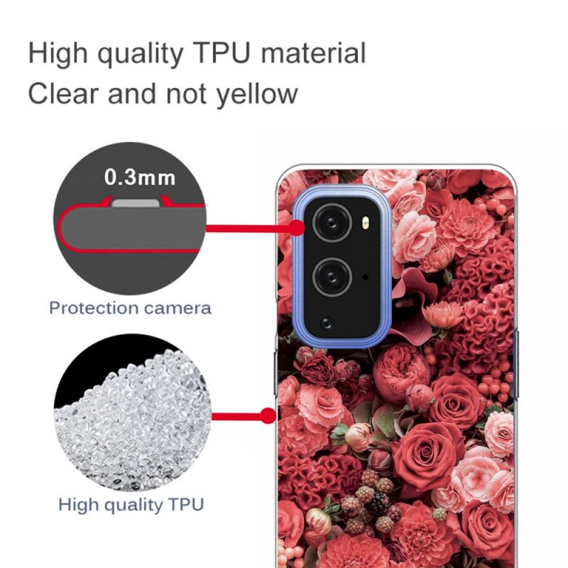 Deksel OnePlus 9 Pro Rød Intense Blomster Beskyttelse