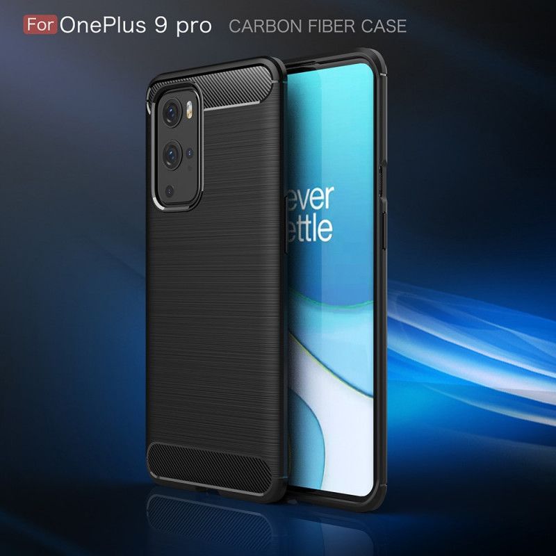 Deksel OnePlus 9 Pro Svart Børstet Karbonfiber Anti-fall