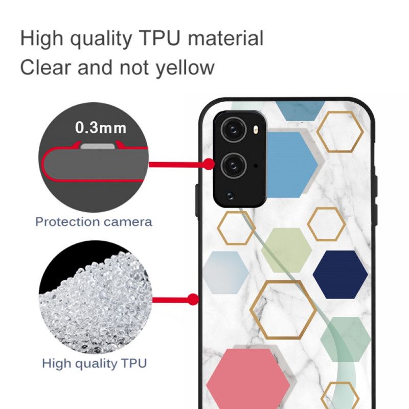 Deksel OnePlus 9 Pro Svart Marmorfarget Geometri