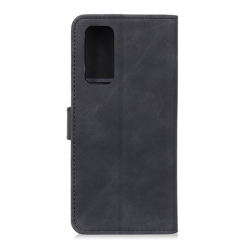 Lærdeksel Folio Deksel OnePlus 9 Pro Svart Mobildeksel Vintage Khazneh Skinneffekt