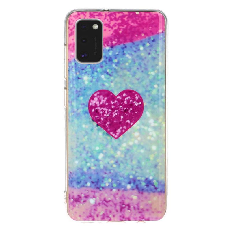 Deksel Samsung Galaxy A41 Magenta Marmorglitter