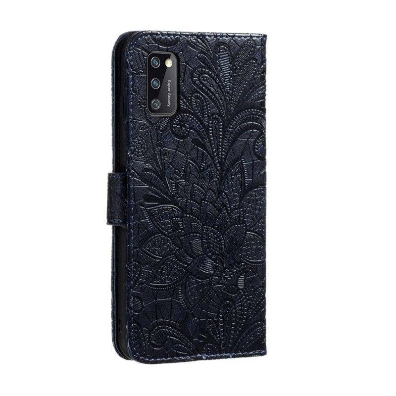 Folio Deksel for Samsung Galaxy A41 Grå Tribal Thong Blomster