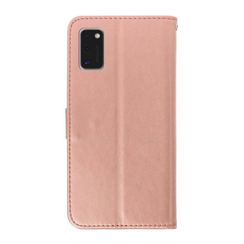 Folio Deksel for Samsung Galaxy A41 Lilla Blomstertrykk Med Tanga