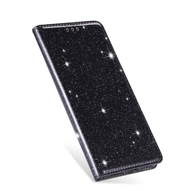 Folio Deksel Samsung Galaxy A41 Svart Glitterstil